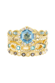 Sky Blue Crystal & CZ Stack Ring Set - GF