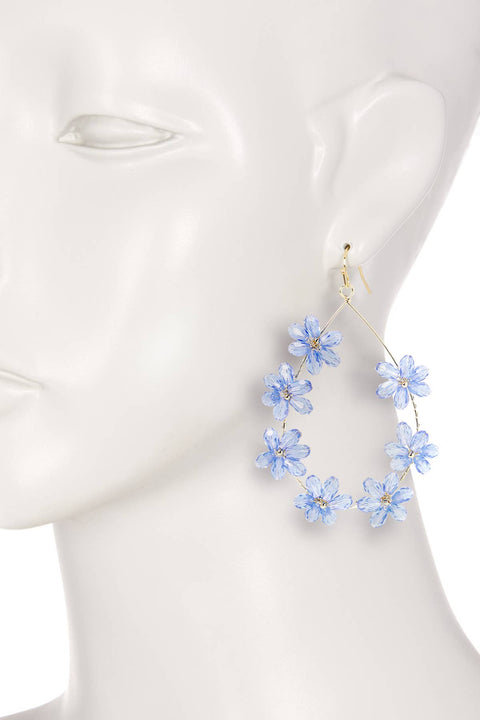 Tanzanite Austrian Crystal Flower Bloom Drop Earrings - GF