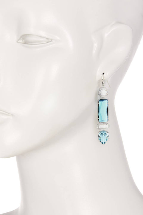 Sky Blue & Moonstone Crystal Drop Earrings - SF