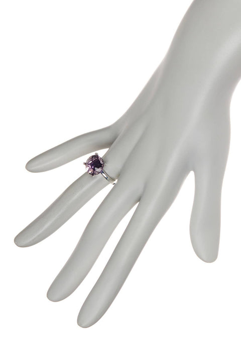 Lavender Crystal Prong Set Round Ring - SF