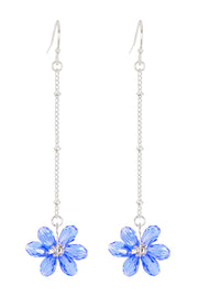 Tanzanite Austrian Crystal Flower Bloom Dangle Earrings - SF