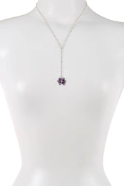 Lavender Austrian Crystal Flower Bloom Y Necklace - SF