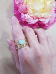 Amazonite & CZ Stack Ring Set - GF