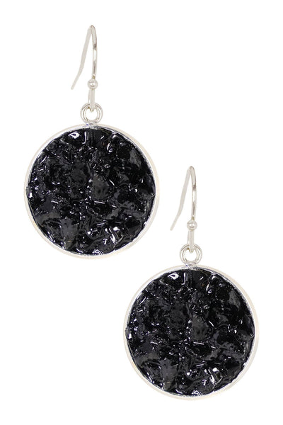 Hematite Round Shaped Drop Earrings - SF