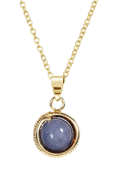 Lapis Planet Pendant Necklace - GF