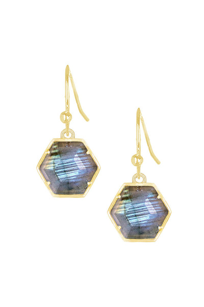 Labradorite Hexagon Drop Earrings - GF