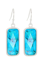 Turquoise Rectangle Drop Earrings - SF