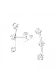 Sterling Silver Snowflake Ear Studs With Cubic Zirconia - SS