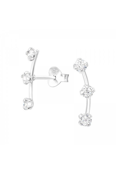 Sterling Silver Snowflake Ear Studs With Cubic Zirconia - SS