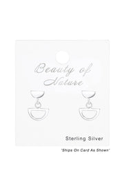 Sterling Silver Geometric Ear Studs & Semi Circle - SS
