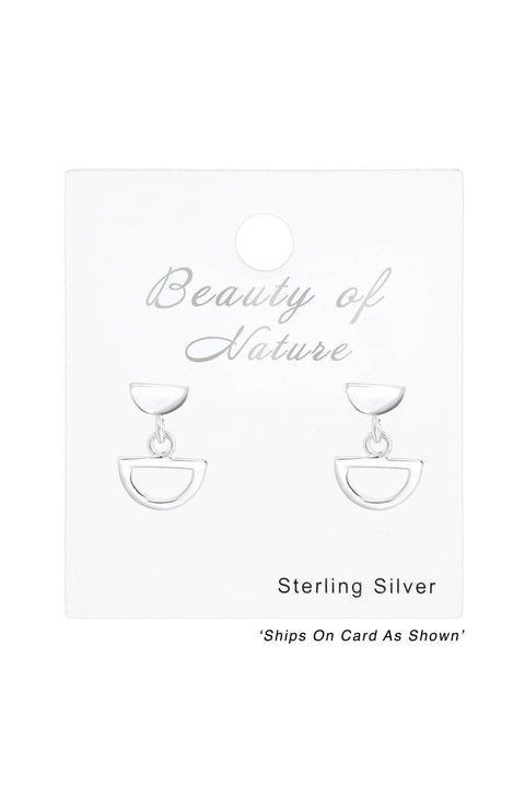 Sterling Silver Geometric Ear Studs & Semi Circle - SS