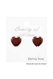 Sterling Silver Heart 8mm Ear Studs With Cubic Zirconia - SS