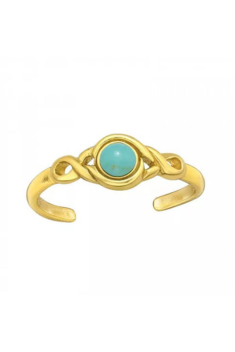 Sterling Silver Adjustable Toe Ring With Turquoise - VM