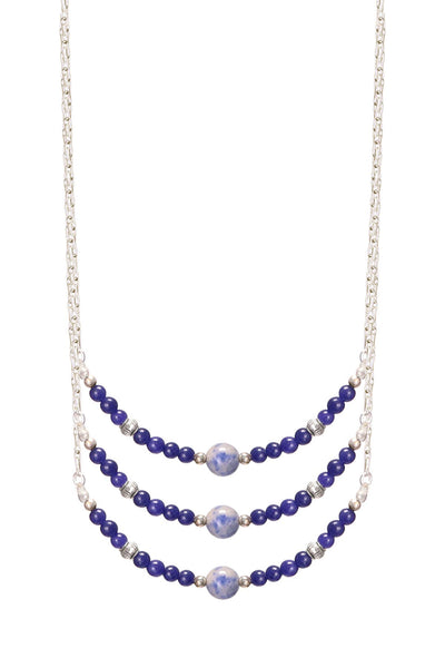 Lapis Triple Strand Beaded Necklace - SF