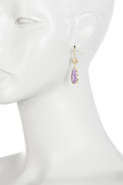 Lavender Crystal & Lotus Drop Earrings - GF