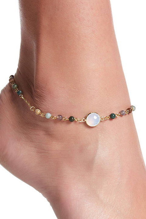 Moonstone Crystal & Jasper Anklet - GF