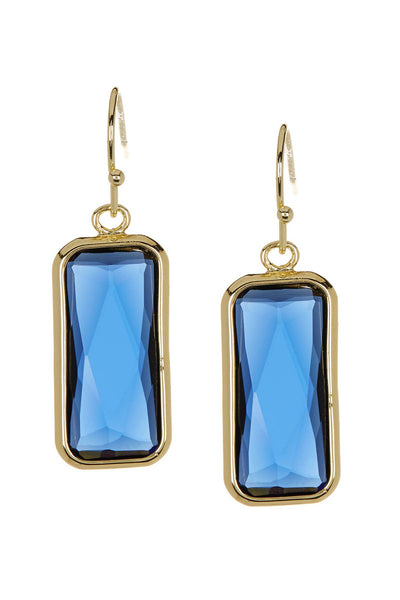 London Blue Crystal Rectangle Earrings In Gold - GF