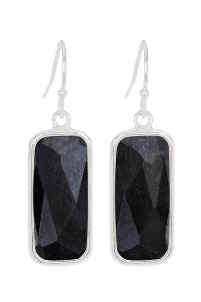 Hematite Rectangle Drop Earrings - SF