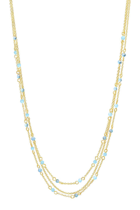 Blue Austrian Crystal Multi Strand Necklace - GF