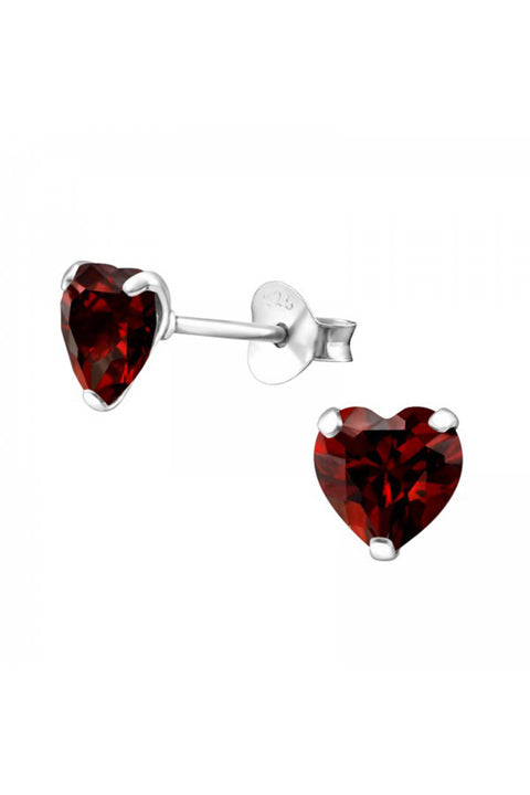 Sterling Silver Heart 6mm Ear Studs With Cubic Zirconia - SS