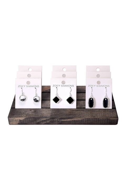 $11.00 Pr x 9 Prs Black Mix Gemstone Earrings Prepack