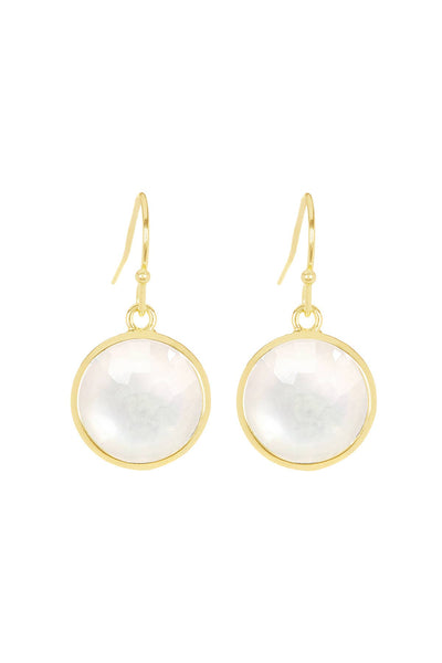 Mother Of Pearl Round Drop Earrings - GF