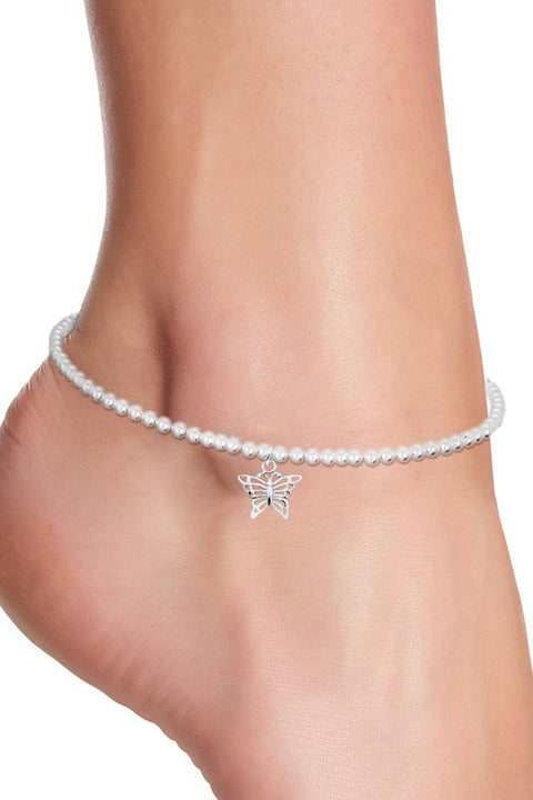 Butterfly Charm Beaded Anklet - SF