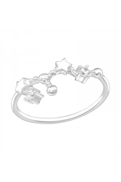 Sterling Silver Leo Constellation Ring With CZ - SS