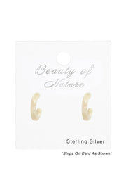 Sterling Silver Half Hoop Ear Studs With Acrylic - SS