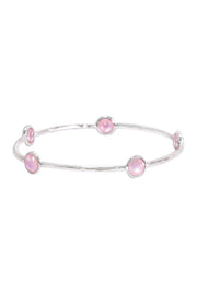 Pink Mother Of Pearl Quartz Bangle Bracelet - SF