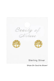 Sterling Silver Tree Of Life Ear Studs With CZ - VM