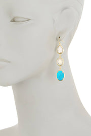 Turquoise & Moonstone Crystal Drop Earrings - GF