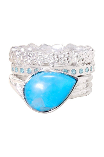 Aurora Stack Ring Set In Turquoise - SF