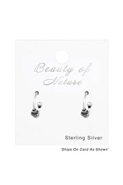 Sterling Silver Bali Half Hoops Ear Studs - SS