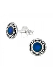 Sterling Silver Oxidized Ear Studs & Mood Color Epoxy - SS
