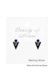 Sterling Silver Arrow Ear Studs With Epoxy - SS