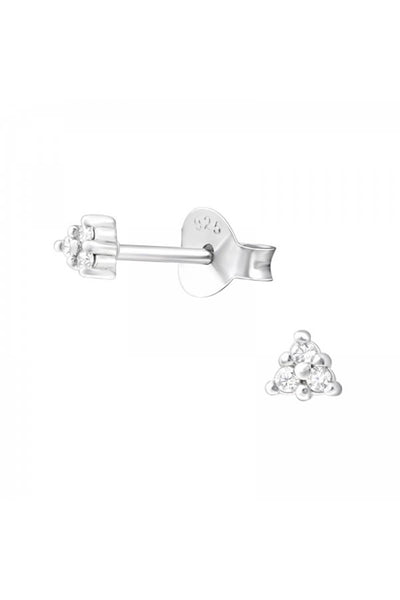 Sterling Silver Triangle Ear Studs With Cubic Zirconia - SS