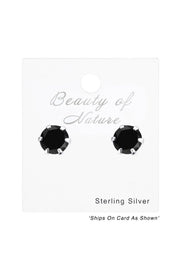 Sterling Silver Round 5mm Ear Studs With Crystals - SS