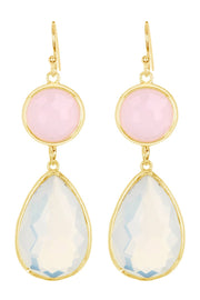 Moonstone & Rose Crystal Drop Earrings - GF