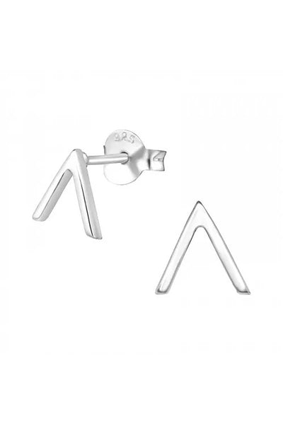Sterling Silver V Shaped Ear Studs - SS