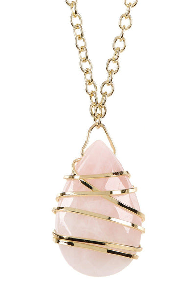 Wrapped Rose Quartz Pendant Necklace - GF