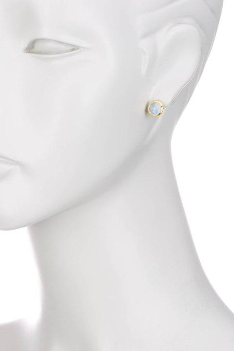 Moonstone Crystal 8mm Post Earrings In Gold - GF