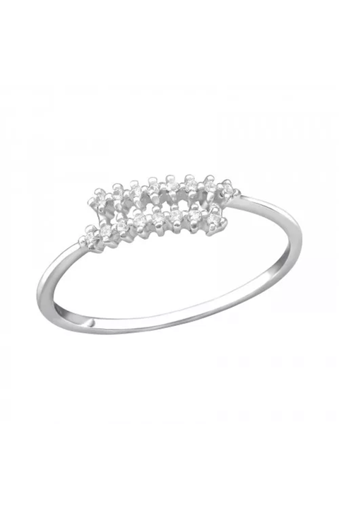 Sterling Silver With CZ Scroll Band Ring - SS