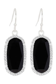 Black Onyx Halo Drop Earrings - SF