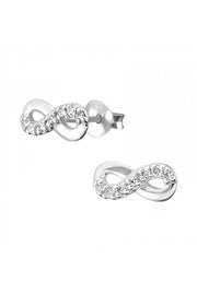 Sterling Silver Infinity Ear Studs With Cubic Zirconia - SS