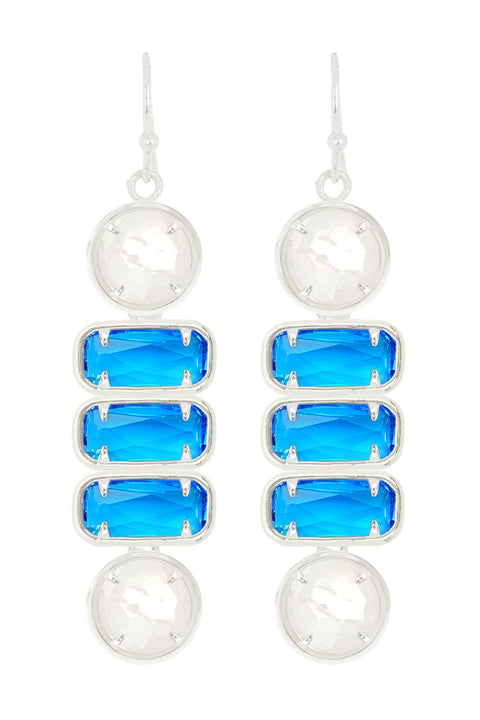 Swiss Blue & Moonstone Crystal Drop Earrings - SF