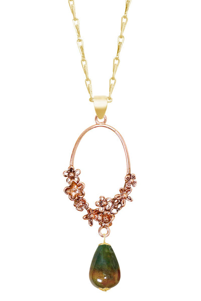 Mixed Jasper & Blossoms Pendant Necklace - GF