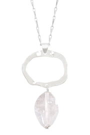 Clear Murano Glass & Freeform Pendant Necklace - SF