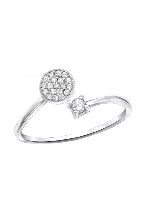 Sterling Silver Micro Pave CZ Orbit Ring With - SS