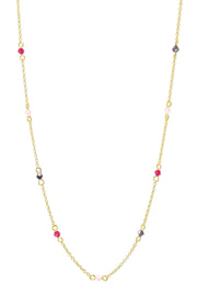 Pink Austrian Crystal Station Necklace - GF